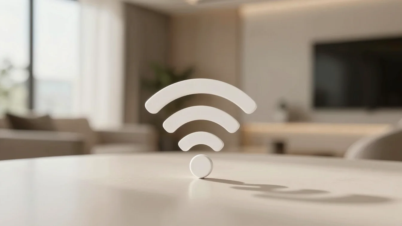 Abstract close-up of a Wi-Fi signal icon on a clean, modern surfa